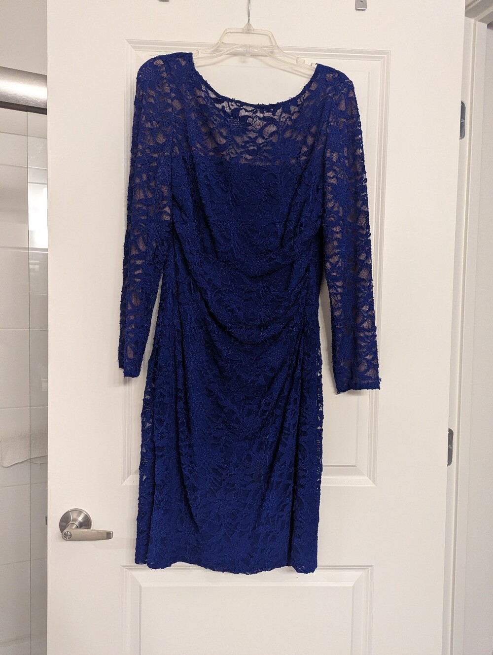 Ralph Lauren Royal Blue Lace Long-Sleeve Sheath Dress